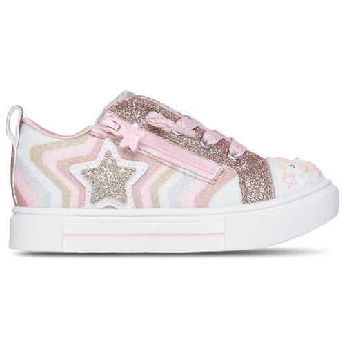Girls Skechers Skechers Twinkle Sparks Cosmic Burst - Girls' Toddler Shoe Pink/Gold Size 08.0