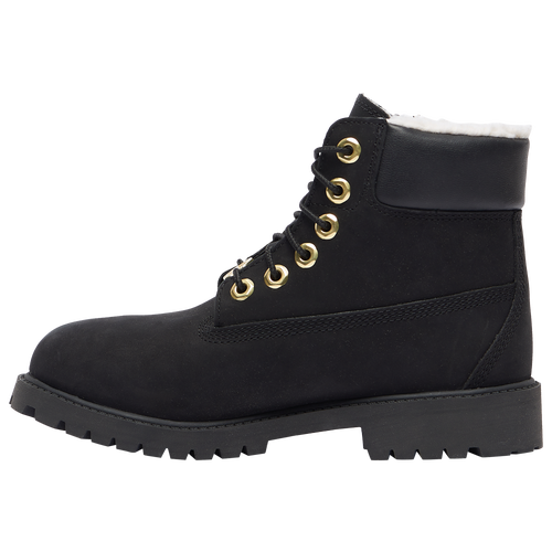 Timberland 6 Inch Premium Shearling Waterproof Boot Junior Black Gold Youth Sneakers Size 6.5