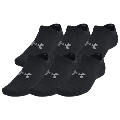 

Under Armour Mens Under Armour Essential 6 Pack No Show Socks - Mens Black/Castlerock/Black Size M