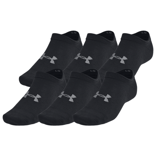 

Under Armour Mens Under Armour Essential 6 Pack No Show Socks - Mens Black/Castlerock/Black Size XL