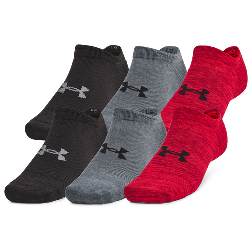 

Under Armour Mens Under Armour Essential 6 Pack No Show Socks - Mens Red/Red/Black Size XL