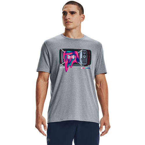 Under Armour Mens  Tv Glitch Short Sleeve T-shirt In Gray/white
