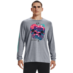 Men's - Under Armour Warp Skull Long Sleeve T-Shirt - Grey/Multi