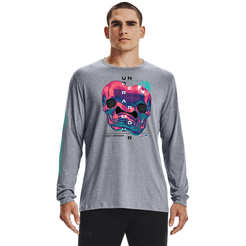 Under Armour Mens  Warp Skull Long Sleeve T-shirt In Gray/multi