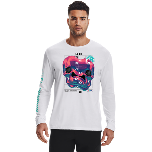 Under Armour Mens  Warp Skull Long Sleeve T-shirt In White/multi