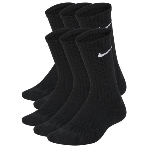 Nike Boys 6 Pack Cushioned Crew Socks - Boy's Grade School Size M - Black/White