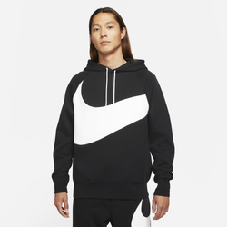Men's - Nike Swoosh Tech Fleece Pullover Hoodie - Black/White
