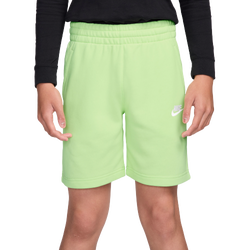 Boys' Grade School - Nike Club French Terry  LBR Shorts  - Light Liquid Lime/White