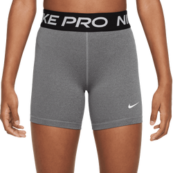 Girls' Grade School - Nike Pro 3" Shorts  - Carbon Heather/White
