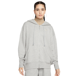 Women's - Nike Phoenix Fleece Long Sleeve Full-Zip  - Dark Grey Heather/Sail