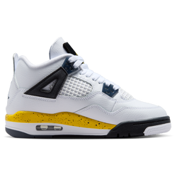 Boys' Grade School - Jordan Retro 4 - White/Yellow/Blue