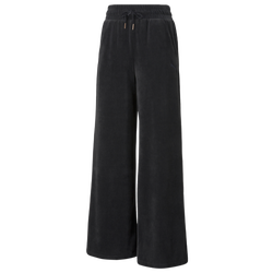 Women's - PUMA Velour Wide Leg Pants - Black/Black