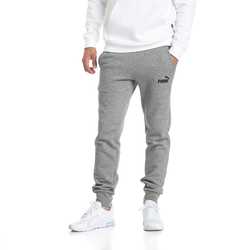 Men's - PUMA Essentials Logo Fleece Pants - Medium Grey Heather/Black