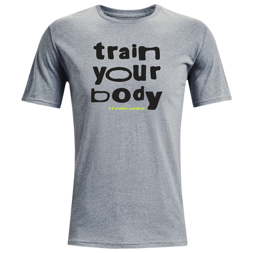 Under Armour Mens  Train Your Mind Short Sleeve T-shirt In Grey/black/yellow