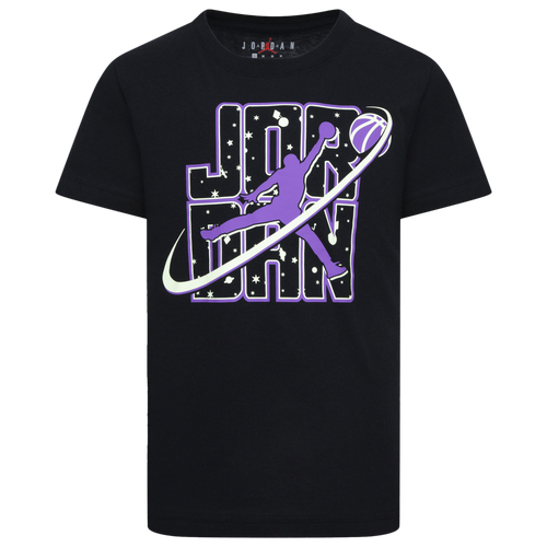 Shop Jordan Boys Preschool   Flight Galaxy Glow Short Sleeve T-shirt In Purple/black