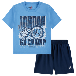 Boys' Preschool - Jordan UNIBLUE Retro Shorts Set - Black/Uniblue