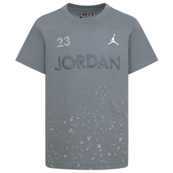 Boys' Preschool - Jordan AJ4 Wet Cement Short Sleeve T-Shirt - White/Smoke Gray