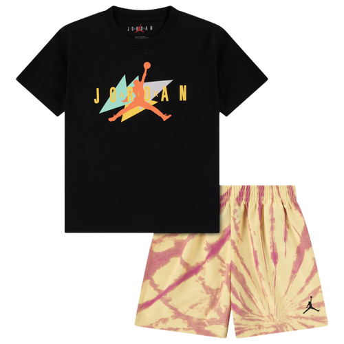 Jordan Festival Tie Dye Shorts Set - Boys' Preschool Black/Lemon Wash Size 7