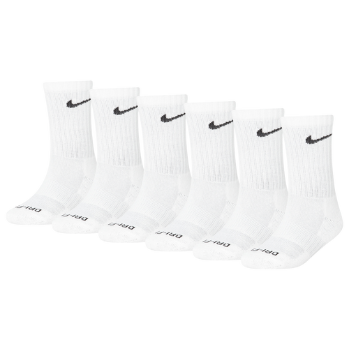 Nike Kids 6 Pack Crew Socks - Youth Size XS - Black/White