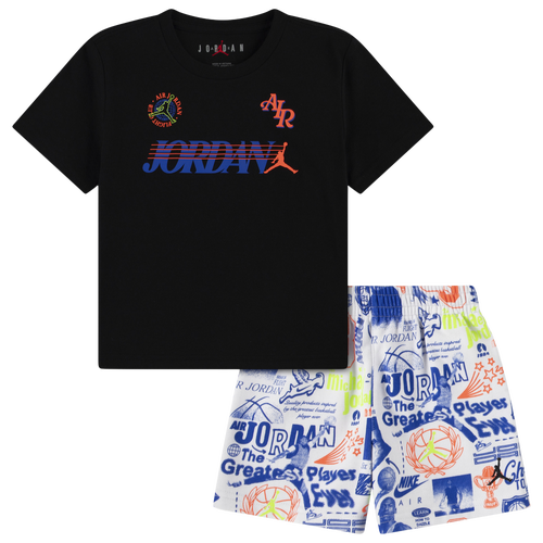 Jordan Sports Club Patch Shorts Set - Boys' Preschool White/Red Size 5