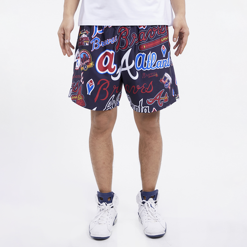 

Pro Standard Mens Atlanta Braves Pro Standard Braves Toss Woven Shorts - Mens Black/Black Size S