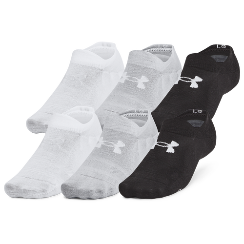 MENS - Under Armour Essential 6 Pack Ultra Low Socks - Black/Halo Grey