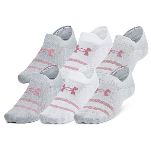 MENS - Under Armour Essential 6 Pack Ultra Low Socks - Halo Grey/Pink Elixir
