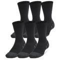 Under Armour Perf Tech 6 Pack Crew Socks - Under Armour Black