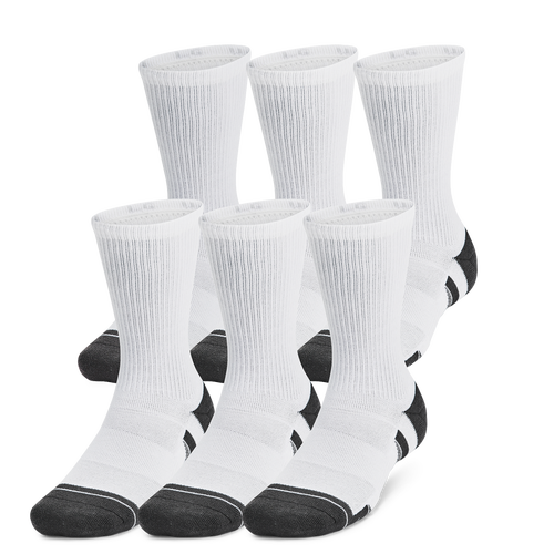 

Under Armour Mens Under Armour Perf Tech 6 Pack Crew Socks - Mens White Size L