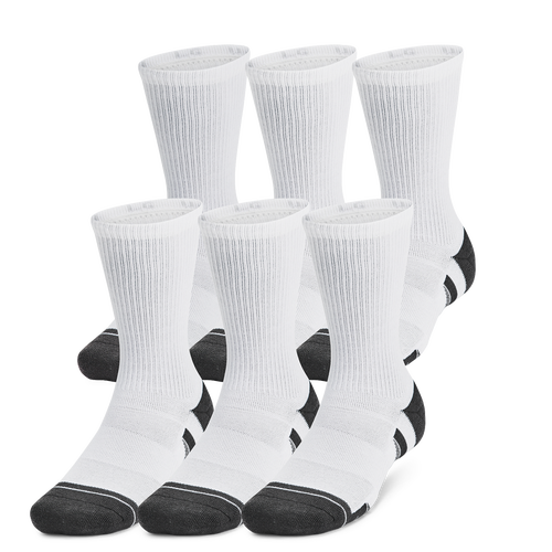 

Under Armour Mens Under Armour Perf Tech 6 Pack Crew Socks - Mens White Size M