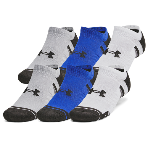 

Under Armour Mens Under Armour Perf Tech 6 Pack No Show Socks - Mens Royal/Jet Grey/Royal Size M