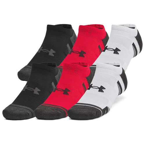 

Under Armour Mens Under Armour Perf Tech 6 Pack No Show Socks - Mens Red/Red/Jet Grey Size XL