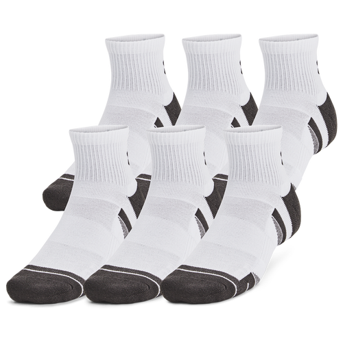  - Under Armour Perf Tech 6 Pack Quarter Socks - White/Jet Grey