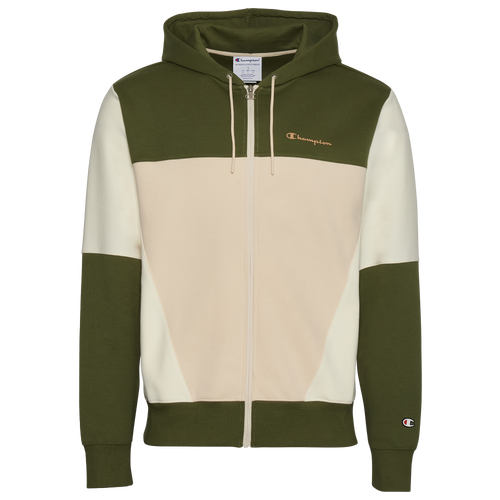 

Champion Mens Champion Techweave Fleece Full-Zip Hoodie - Mens Cargo Green/Chalk/Sandstorm Size S