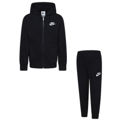 Boys' Preschool - Nike NSW LBR Club Fleece Full-Zip Set - Black/White