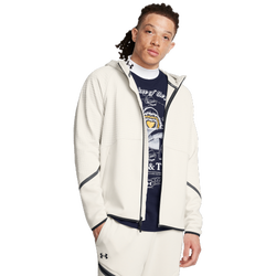 Men's - Under Armour Unstoppable Fleece Grid Full-Zip - Summit White/Black