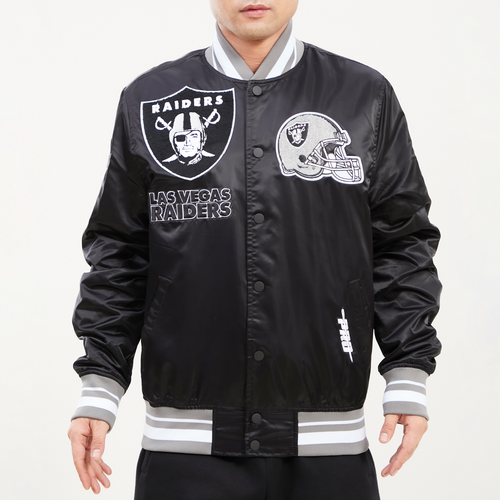 

Pro Standard Mens Oakland Raiders Pro Standard Raiders Mash Satin Jacket - Mens Black/White Size M