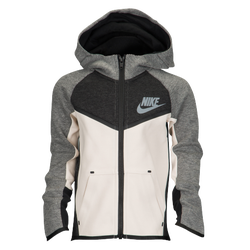 Boys' Preschool - Nike Tech Fleece Full-Zip Hoodie - Light Bone/Black/Carbon Heather