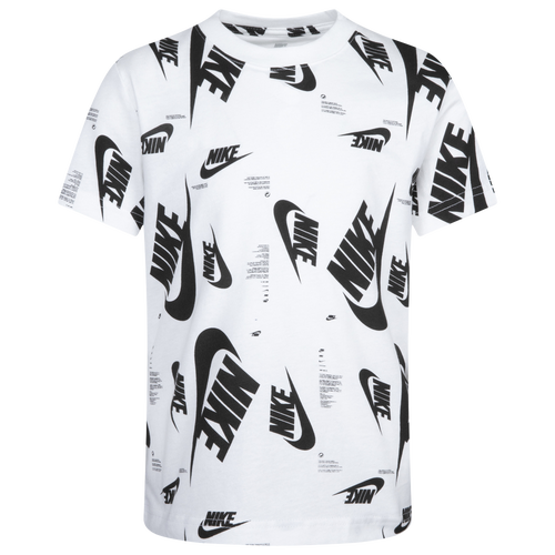 

Boys Preschool Nike Nike Futura Branding AOP T-Shirt - Boys' Preschool White/Black Size 6