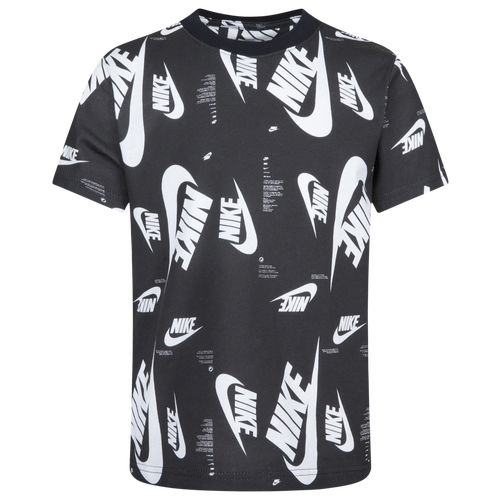 

Boys Preschool Nike Nike Futura Branding AOP T-Shirt - Boys' Preschool Black/White Size 5