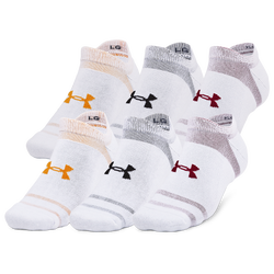 Men's - Under Armour Essential Cushion 6 Pack No Show Socks - White/White/Cardinal