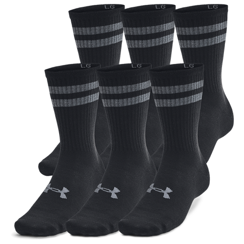 

Under Armour Mens Under Armour Essential 6 Pack Crew Socks - Mens White/White/Black Size S