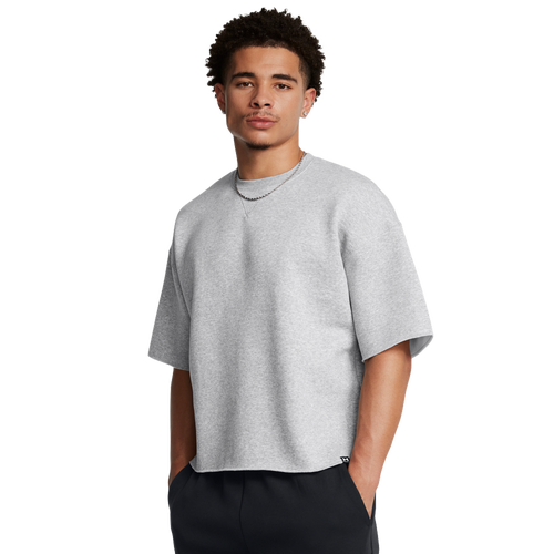 - Under Armour Icon Fleece Short Sleeve Crew - Black/Mod Grey
