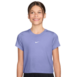Girls' Grade School - Nike Slim Mod Short Sleeve Crop T-Shirt  - Light Thistle/White