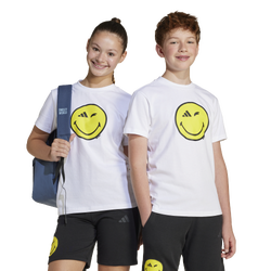 Boys' Grade School - adidas SMI T-Shirt  - White/Carbon/Bright Yellow