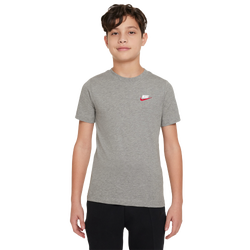 Boys' Grade School - Nike NSW EMB Futura T-Shirt  - Gray/White