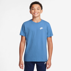 Boys' Grade School - Nike NSW EMB Futura T-Shirt - White/Blue Beyond