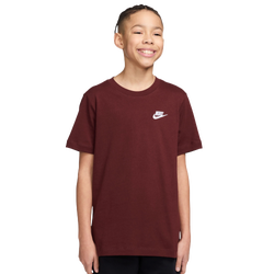 Boys' Grade School - Nike NSW EMB Futura T-Shirt  - White/Dark Team Red