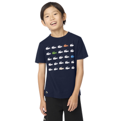 Boys' Grade School - Lacoste Croc Grid T-Shirt  - Navy/Multi