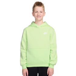 Boys' Grade School - Nike NSW Club LBR Fleece Hoodie  - White/Light Liquid Lime